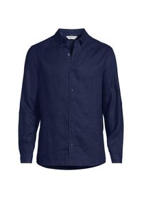 LANDS' END Hemd aus reinem Leinen mit Roll&auml;rmeln f&uuml;r Herren, Herren, size: regular, Blau, Leinen, by Lands' End