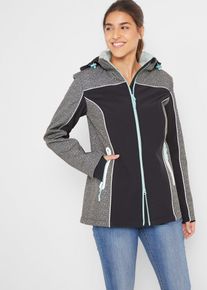 bonprix wasserabweisende Softshelljacke mit reflektierenden Details, grau, Gr.38, Sportive &Uuml;bergangsjacke mit Stehkragen, aus Softshell