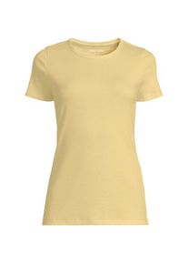 LANDS' END Feinripp-Shirt mit Rundhalsausschnitt und kurzen &Auml;rmeln, Damen,  Gelb, Baumwolle/Elasthan, by Lands' End