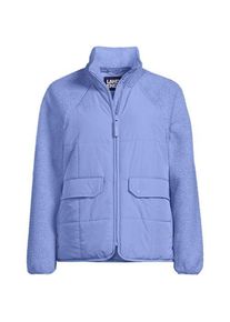 LANDS' END Steppjacke mit Teddy-&Auml;rmeln f&uuml;r Damen, Damen, size: regular, Blau, Polyester, by Lands' End