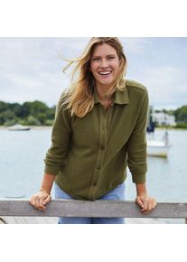 LANDS' END Baumwollmix-Jacke im Waffelstrick f&uuml;r Damen, Damen, size: regular, Gr&uuml;n, Baumwoll-Mischung/Polyester-Mischung, by Lands' End