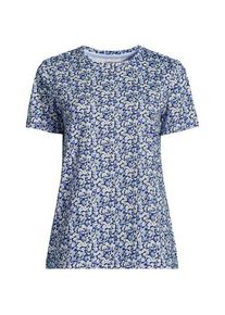 LANDS' END Supima Kurzarm-Shirt mit rundem Ausschnitt f&uuml;r Damen, Damen, size: regular, Blau, Baumwolle, by Lands' End