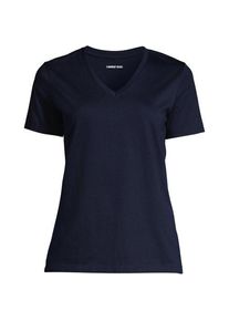 LANDS' END Supima Kurzarm-Shirt mit V-Ausschnitt f&uuml;r Damen, Damen, size: regular, Blau, Baumwolle, by Lands' End