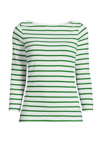 LANDS' END Gestreiftes Baumwollshirt mit 3/4-&Auml;rmeln f&uuml;r Damen in Plus-Gr&ouml;&szlig;e, Damen, size: plus, Elfenbein, Baumwolle, by Lands' End