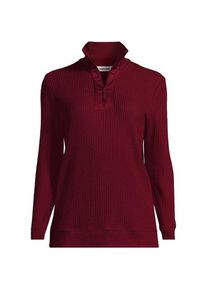 LANDS' END Waffelstrick-Pullover mit Rei&szlig;verschluss f&uuml;r Damen, Damen, size: regular, Rot, Baumwoll-Mischung/Polyester-Mischung, by Lands' End