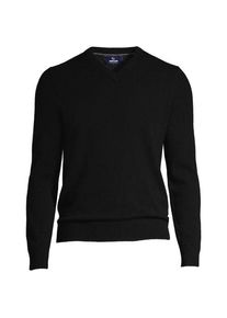 LANDS' END Kaschmirpullover mit V-Ausschnitt, Herren, size: regular, Schwarz, Kaschmir, by Lands' End