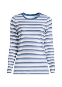 LANDS' END Langarmshirt aus mikrofeinem Baumwollripp, Damen,  Wei&szlig;, Baumwolle/Elasthan, by Lands' End