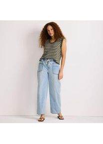 LANDS' END Gerade relaxte Jeans mit Elastikbund, Damen, size: regular, Blau, Baumwolle, by Lands' End