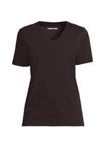LANDS' END Supima Kurzarm-Shirt mit V-Ausschnitt, Damen,  Braun, Baumwolle, by Lands' End