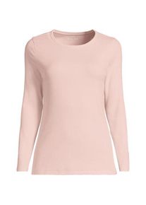 LANDS' END Langarmshirt aus mikrofeinem Baumwollripp, Damen,  Pink, Baumwolle/Elasthan, by Lands' End