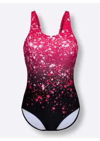 feel good sheego Gro&szlig;e Gr&ouml;&szlig;en Badeanzug, schwarz-pink-bedruckt, Gr&ouml;&szlig;e 50B - Damen