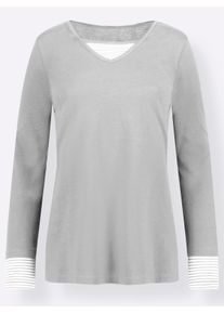 sheego Gro&szlig;e Gr&ouml;&szlig;en Langarmshirt, grau-meliert, Gr&ouml;&szlig;e 46 - Damen