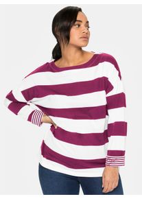 sheego Gro&szlig;e Gr&ouml;&szlig;en Langarmshirt, malve-wei&szlig;-gestreift, Gr&ouml;&szlig;e 48/50 - Damen