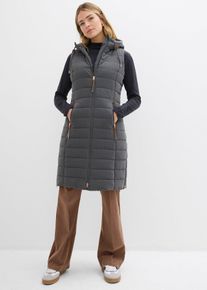 bonprix Longsteppweste, grau, Gr.42, Bequeme und gesteppte Long-Weste