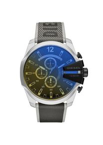 Diesel DZ4523 MEGA CHIEF Chrono Oversize 54mm Leder Schwarz Grau Herrenarmbanduhr