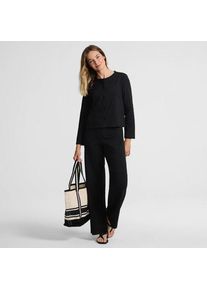 LANDS' END Starfish High Waist Hose mit weitem Bein f&uuml;r Damen in Petite-Gr&ouml;&szlig;e, Damen, size: petite, Schwarz, Elasthan/Baumwoll-Mischung, by Lands' End