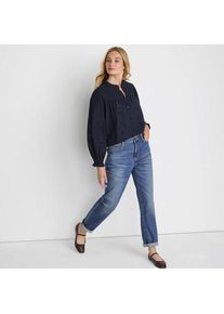 LANDS' END Lochmuster-Bluse f&uuml;r Damen, Damen, size: regular, Blau, Baumwolle, by Lands' End