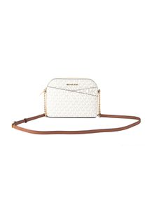 Michael Kors Damen Jet Set Travel Medium Leder X Cross Dome Umh&auml;ngetasche (Vanilla Signature/Gold)