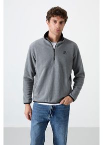 Herren Slim Fit Halbrei&szlig;verschluss Pl&uuml;sch Sweatshirt