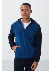 Herren Farbblockierte Halb-Zip Pl&uuml;sch Sweatshirt