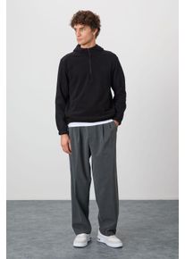 Herren Farbblockiertes Halbzip-Pl&uuml;sch-Sweatshirt