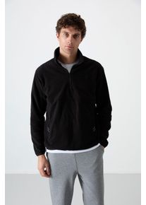 Herren Slim Fit Halb-Rei&szlig;verschluss Pl&uuml;sch Sweatshirt