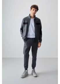 Herren Fleece Sweatshirt und Hose im Farbenblock-Design