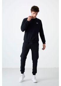 Herren Baumwoll-Polyester Fleece Sweatshirt- und Hosen-Set