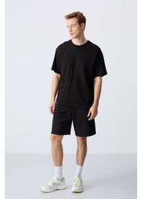 Herren Oversized Baumwollmischung T-Shirt und Shorts Set