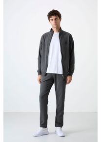 Herren Relaxed Fit Zip-Kragen Sweatshirt und Hosen Set