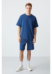Herren Oversized Baumwollmischung T-Shirt und Shorts Set