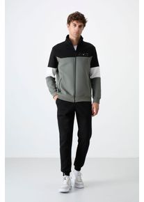 Herren-Farbblockiertes Zip-Sweatshirt- und Hosen-Set
