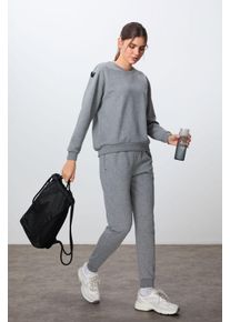 &Uuml;bergro&szlig;es Sweatshirt- und Hosen-Set aus Baumwolle-Polyester-Mischung