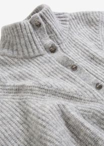 bonprix Oversize-Wollpullover mit Alpaka, grau, Gr.52/54 (XXL), weicher Troyer-Pullover aus edler Alpaka-Wollmischung, aus Wolle