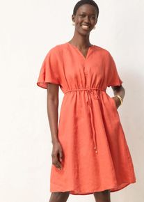bonprix Kleid aus reinem Leinen, rot, Gr.54, sommerliches Leinen-Kleid mit Raffung in der Taille, aus Leinen