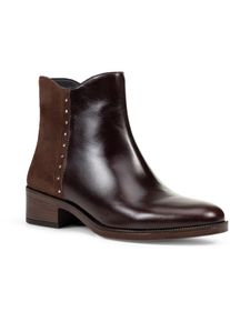Geox D Camexia Leder Damen Stiefel Dunkelbraun