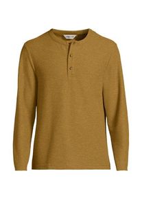 LANDS' END Struktur-Henleyshirt mit Leinen, Herren,  Gelb, Leinen/Polyester/Polyester-Mischung, by Lands' End