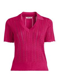 LANDS' END Ajour-Polopullover aus Baumwolle f&uuml;r Damen in Plus-Gr&ouml;&szlig;e, Damen, size: plus, Pink, Baumwolle, by Lands' End