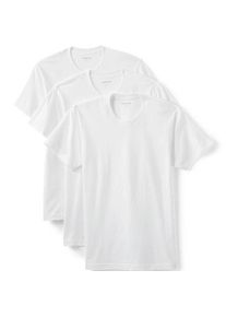 LANDS' END Kurzarm-Shirt mit Rundhalsausschnitt (3er-Set), Herren,  Wei&szlig;, Baumwolle, by Lands' End