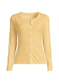 LANDS' END Rippshirt mit durchgehender Knopfreihe, Damen,  Gelb, Elasthan/Baumwoll-Mischung, by Lands' End