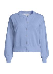 LANDS' END Kurzer Feinstrick-Cardigan aus Baumwolle f&uuml;r Damen in Plus-Gr&ouml;&szlig;e, Damen, size: plus, Blau, Baumwolle, by Lands' End