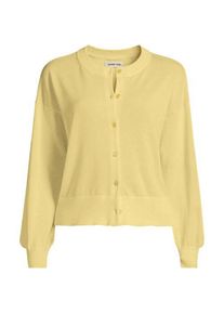LANDS' END Kurzer Feinstrick-Cardigan aus Baumwolle f&uuml;r Damen in Plus-Gr&ouml;&szlig;e, Damen, size: plus, Gelb, Baumwolle, by Lands' End