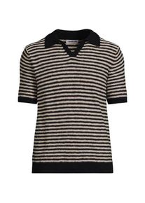 LANDS' END Leinenmix-Polopullover mit kurzen &Auml;rmeln f&uuml;r Herren, Herren, size: regular, Schwarz, Baumwolle/Leinen/Nylon, by Lands' End