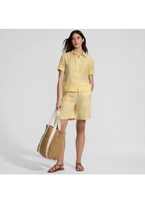 LANDS' END Premium Reinleinen-Hemd mit kurzen &Auml;rmeln f&uuml;r Damen in Petite-Gr&ouml;&szlig;e, Damen, size: petite, Gelb, Leinen, by Lands' End
