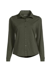 LANDS' END Lang&auml;rmelige Supima-Jerseybluse f&uuml;r Damen, Damen, size: regular, Gr&uuml;n, Baumwolle, by Lands' End