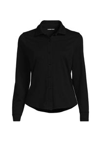 LANDS' END Lang&auml;rmelige Supima-Jerseybluse f&uuml;r Damen in Petite-Gr&ouml;&szlig;e, Damen, size: petite, Schwarz, Baumwolle, by Lands' End