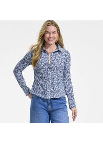 LANDS' END Lang&auml;rmelige Supima-Jerseybluse, Damen,  Blau, Baumwolle, by Lands' End