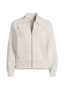 LANDS' END Baumwoll-Zippercardigan mit gro&szlig;em Kragen DRIFTER f&uuml;r Damen, Damen, size: regular, Grau, Baumwolle, by Lands' End