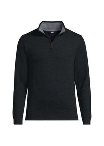 LANDS' END Rei&szlig;verschluss-Pullover aus Bedford-Ripp, Herren,  Schwarz, Baumwolle, by Lands' End