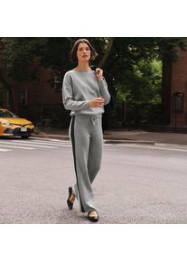 LANDS' END Kn&ouml;chellange Feinstrick-Hose mit weitem Bein f&uuml;r Damen, Damen, size: regular, Grau, Polyester-Mischung, by Lands' End
